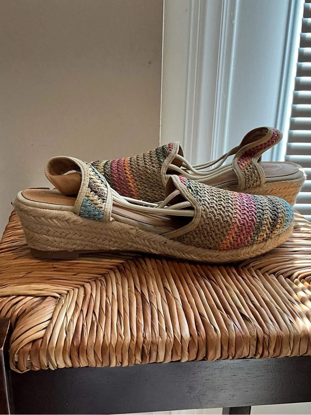 comfortview Multicolor Woven Espadrille Slingback Wedge size 9W